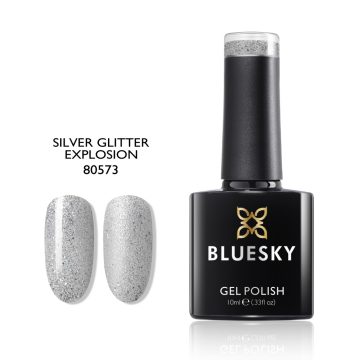   80573 Silver Glitter Explosion apró szemcsés csillogós ezüst tartós géllakk