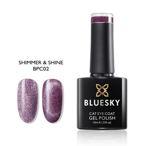 BPC02 Shimmer & Shine törött gyémánt hatású lilás-rózsaszín macskaszem géllakk